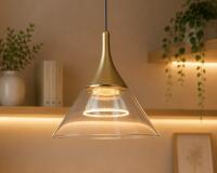 Pendente Nordecor Thom 7 watts 3000K Dourado Fosco Ø195x180mm 2695