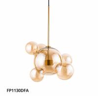 Pendente Flavo Vetri Metal Dourado Fosco Vidro Âmbar 6 watts 3000K Ø480X690mm FP1130DFA