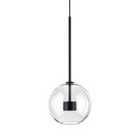 Pendente Flavo Vetri Metal Preto Fosco e Vidro Transparente 6 watts 3000K Ø250X240mm FP1115PF
