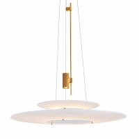 Pendente Flavo Aura Metal Dourado Brilhante Acrílico Branco 2x 5 watts 3000K Ø700X775mm FP1550DB