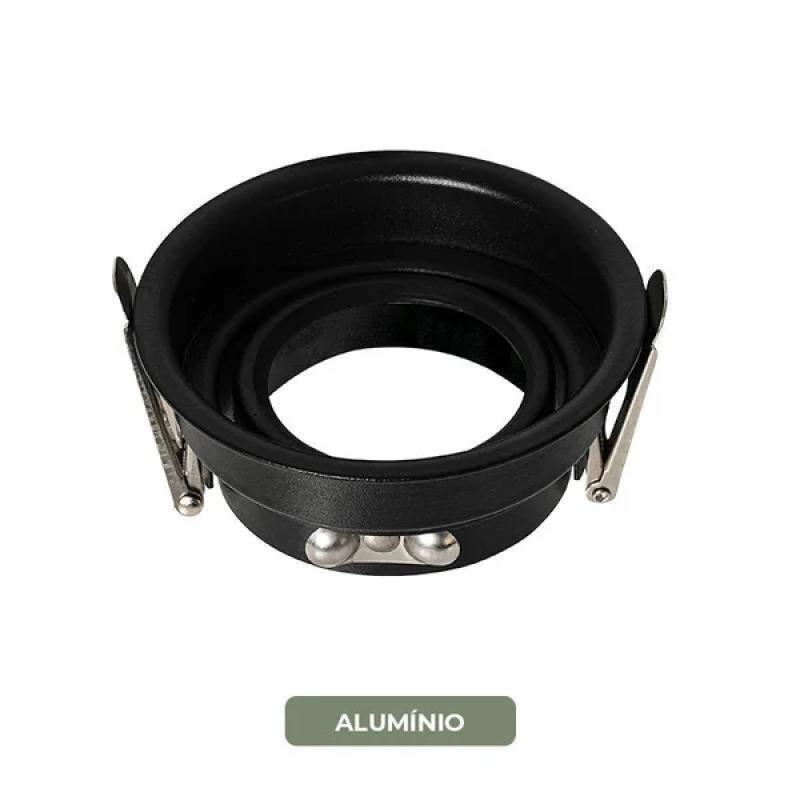 Spot Embutir Nordecor Loyo Pro Alumínio Redondo 1L Dicroica MR16 Preto Ø83x40mm 80024