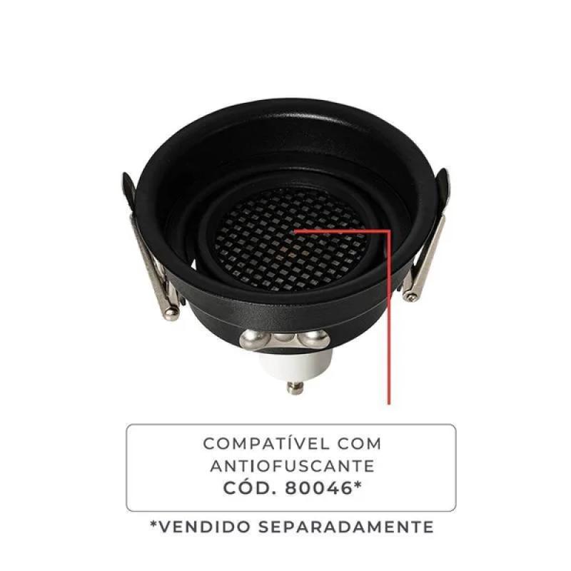 Spot Embutir Nordecor Loyo Pro Alumínio Redondo 1L Dicroica MR16 Preto Ø83x40mm 80024