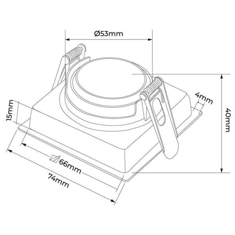 Spot de Embutir Nordecor Loyo Pro Quadrado PAR20 Alumínio Preto 111x111mm 80038