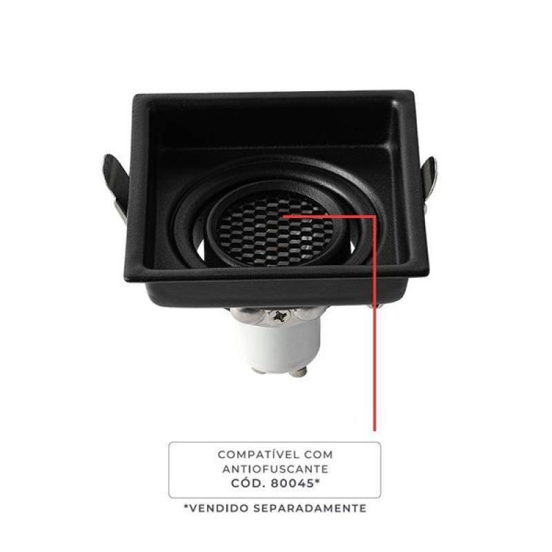 Spot de Embutir Nordecor Loyo Pro Quadrado PAR20 Alumínio Preto 111x111mm 80038