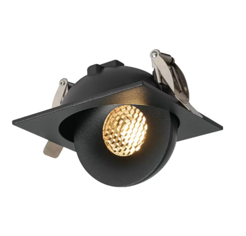 Spot de Embutir Nordecor SKEL Quadrado Preto LED 7 watts 3000K IRC90 90x88x52mm 80074
