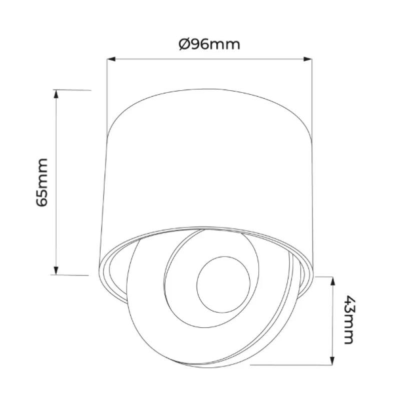 Spot de Sobrepor Nordecor SKEL Branco LED 12 watts 3000K IRC90 Ø96x65mm 80077