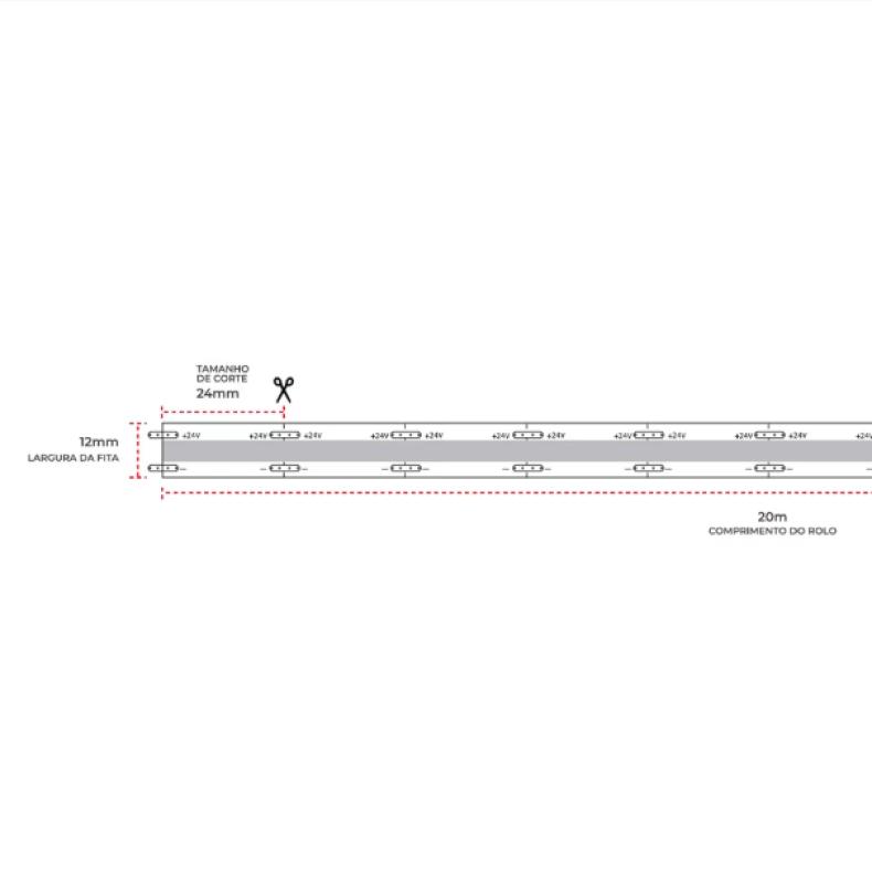 Fita LED Nordecor Odda COB 16 watts/m IP67 4000K 24V IRC95 Rolo 20 metros 7412