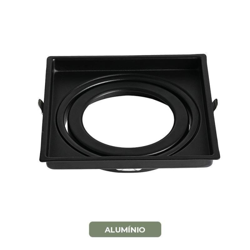Spot de Embutir Nordecor Loyo Pro Quadrado AR111 Alumínio Preto 155x155mm 80044