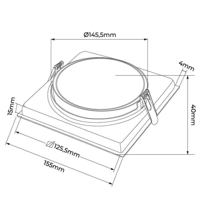 Spot de Embutir Nordecor Loyo Pro Quadrado AR111 Alumínio Preto 155x155mm 80044