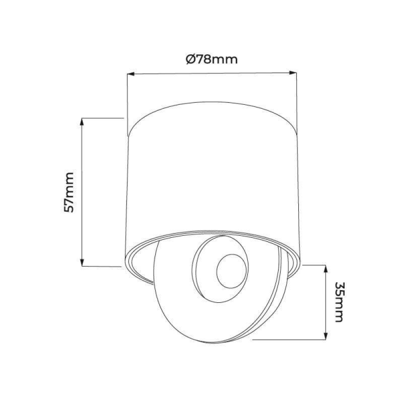 Spot de Sobrepor Nordecor SKEL Redondo LED Branco 7 watts 36º 3000K IRC90 Ø78x57mm 80075