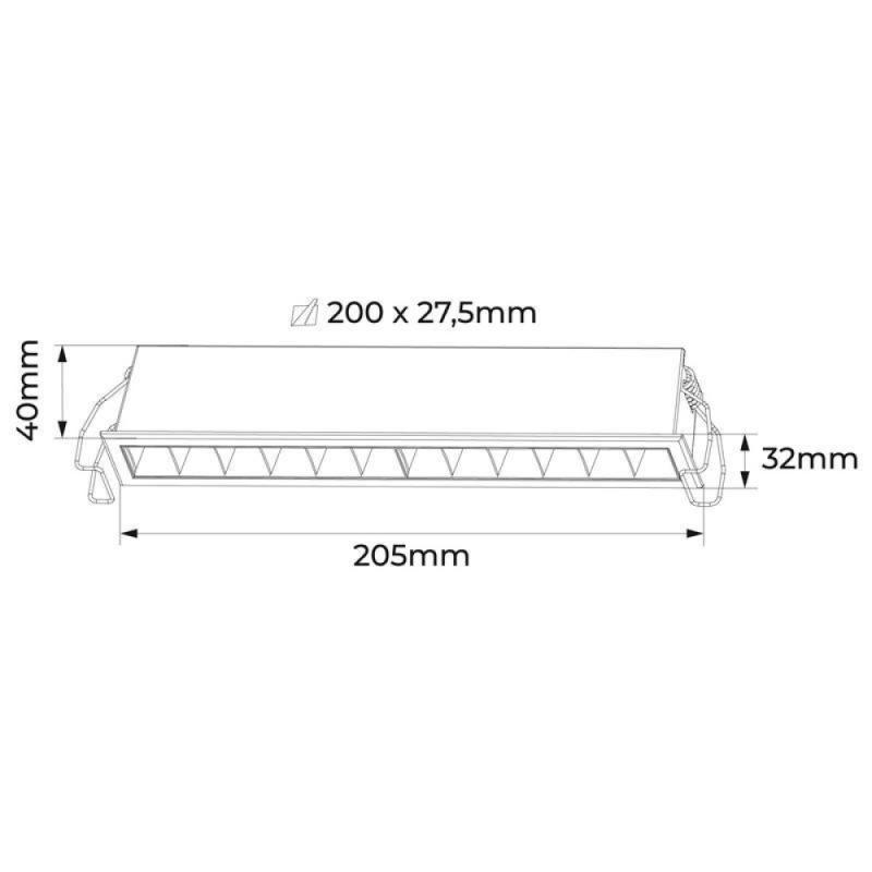Spot de Embutir Nordecor Powerlux Preto LED 18 watts 36º 3000K IRC97 205x32x40mm 80121