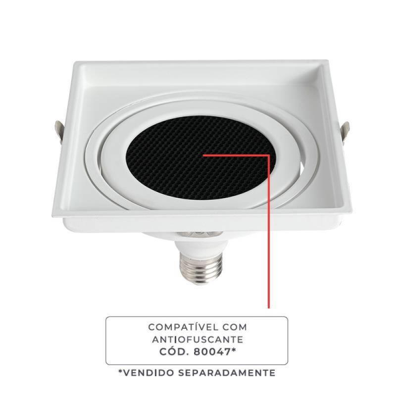Spot de Embutir Nordecor Loyo Pro Quadrado PAR30 Alumínio Branco 155x155x40mm 80039