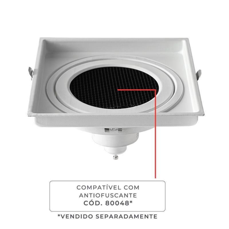 Spot de Embutir Nordecor Loyo Pro Quadrado AR111 Alumínio Branco 155x155x40mm 80043