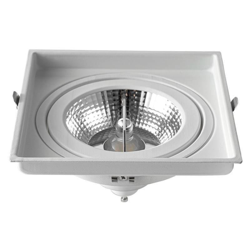 Spot de Embutir Nordecor Loyo Pro Quadrado AR111 Alumínio Branco 155x155x40mm 80043