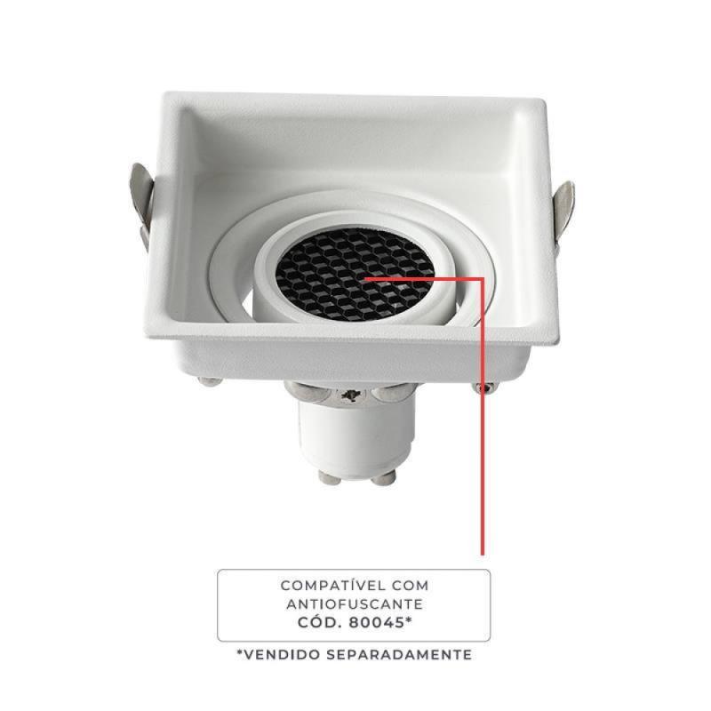 Spot de Embutir Nordecor Loyo Pro Quadrado MR11 Alumínio Branco 74x74x40mm 80033