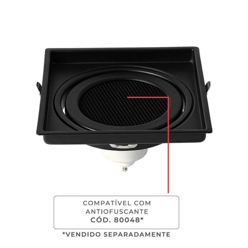 Spot de Embutir Nordecor Loyo Pro Quadrado AR111 Alumínio Preto 155x155x40mm 80044