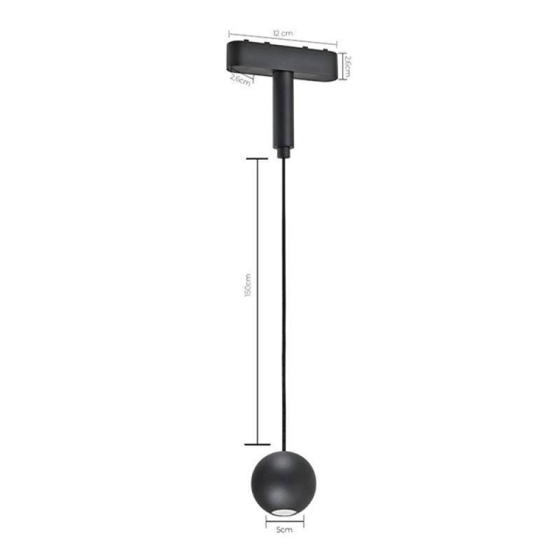 Pendente Magnético Nordecor Kay Tez 4,5 watts 3000K 48V  IRC90 38° Preto Ø50x1500mm 2843 PREN