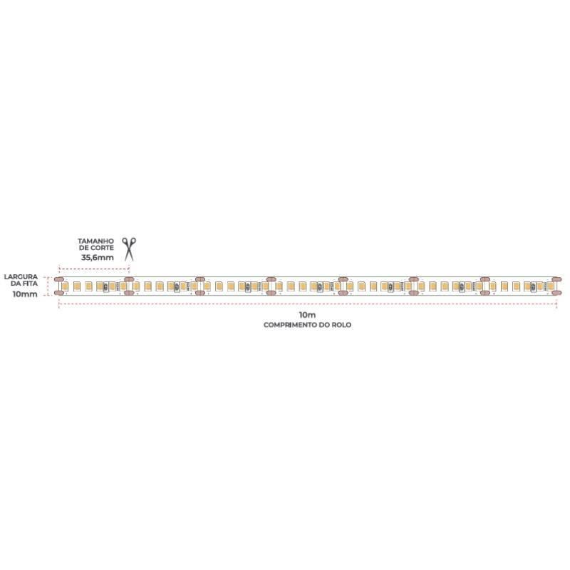 Fita LED Nordecor Odda 16W/m 4000K 24V 168LED/m IRC97 IP20 10mm (Rolo 10 metros) 7421