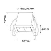 Spot de Embutir Nordecor Powerlux Branco LED 3 watts 36º 3000K IRC97 52x32x40mm 80110