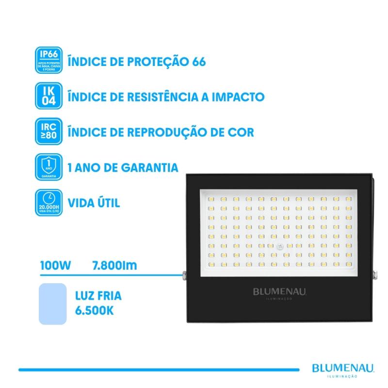 Refletor Led Blumenau Play 100 watts 4100K IP66 Alumínio Bivolt 78100400 PREN