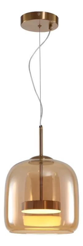 Pendente Sindora 8 watts 3000K Bivolt Metal Bronze e Vidro Conhaque 230x220mm DCD04017 PREN