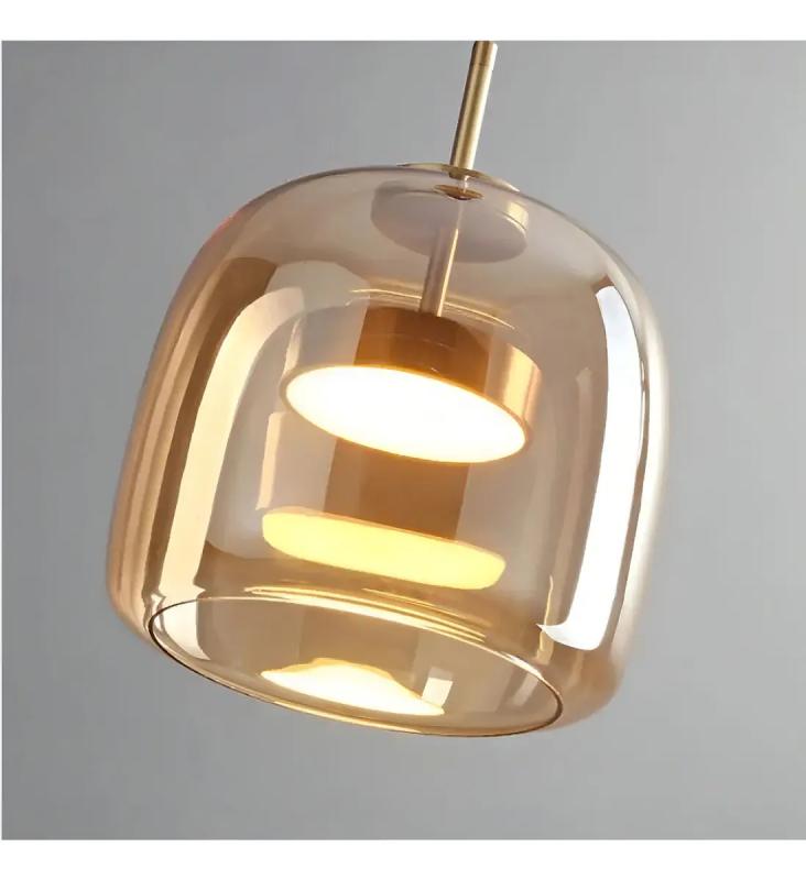 Pendente Sindora 8 watts 3000K Bivolt Metal Bronze e Vidro Conhaque 230x220mm DCD04017 PREN