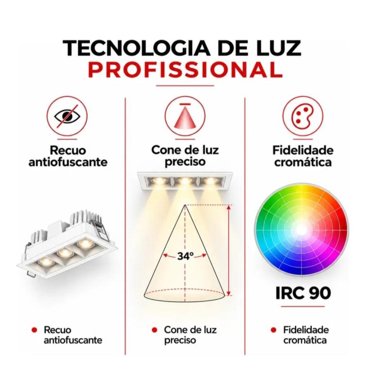 Luminária de Embutir Interlight Picco 7 watts 34° 2700K IRC90 Bivolt 95x45x34mm 4992 Branco/Branco PREN