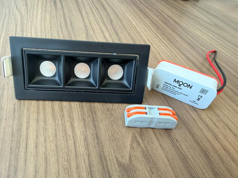 Spot Embutir Moon Linea Pro 3 Focos 6 watts 3000K Preto 112x52x38mm 1062505 PREN