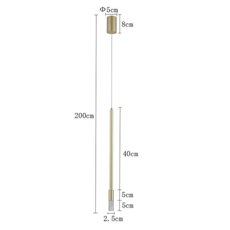 Pendente Nordecor Nima 3 watts 3000K Dourado Fosco Ø25x500mm 2679 PREN