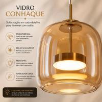 Pendente Sindora 8 watts 3000K Bivolt Metal Bronze e Vidro Conhaque 230x220mm DCD04017 PREN