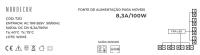 Fonte 12V Nordecor para Móveis 8,3A 100 watts Bivolt IP20 187x55x20mm 7212 PREN