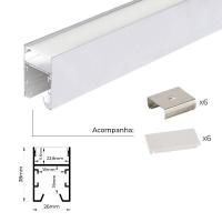Perfil de Sobrepor Nordecor Fusy Branco 37x26mm Barra de 3 metros Alojamento para Fonte Slim 4205 PREN